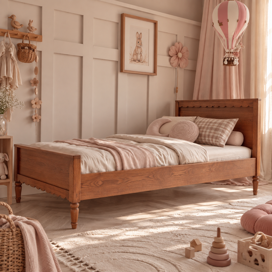 Boho Oak bed - scalloped