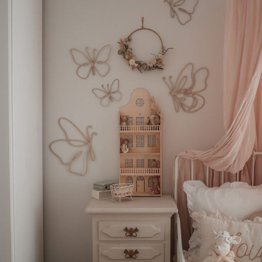 Houten butterfly set van 6-muurdecoratie