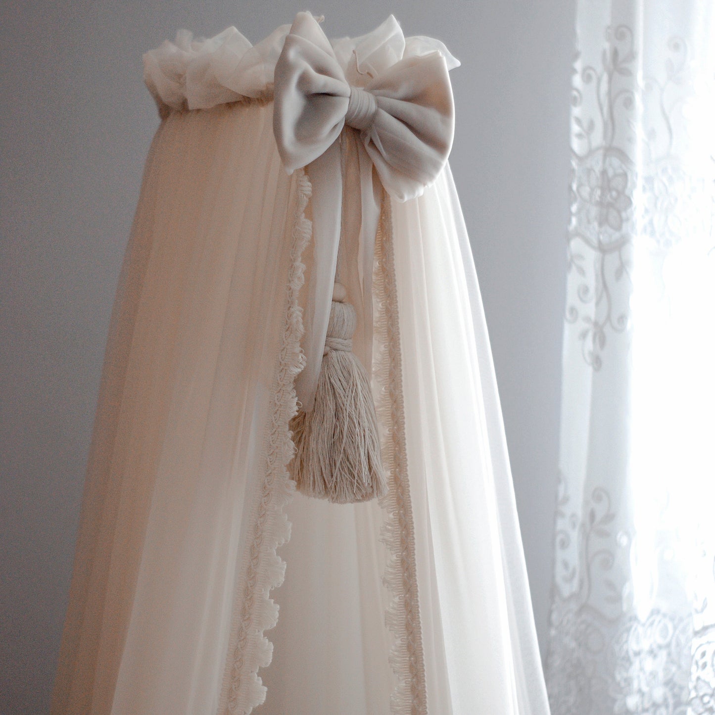 Bedhemel tulle Boho - Light beige 155 cm