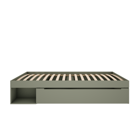 Bed  FLORA 90 x 200 met lade in eucalyptus