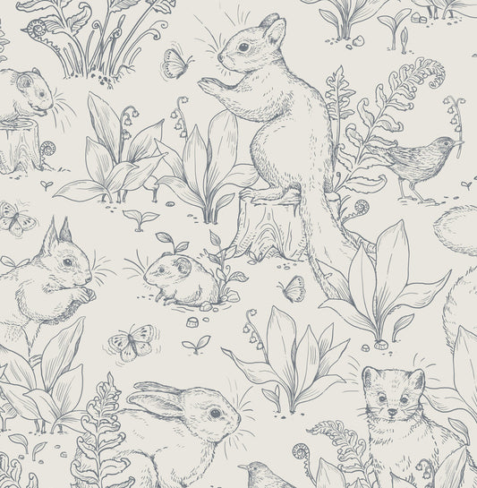 Forest Life - Papier peint beige