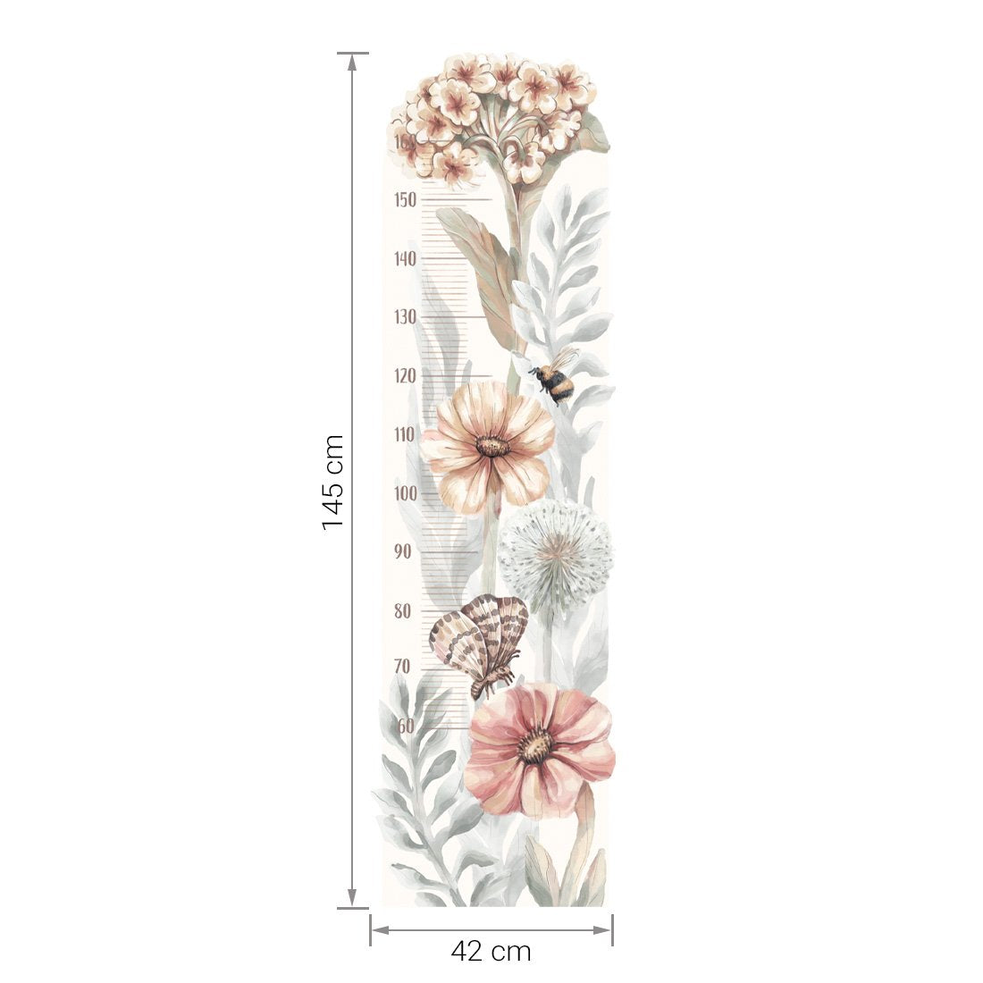 Groeimeter Wild flowers wandsticker