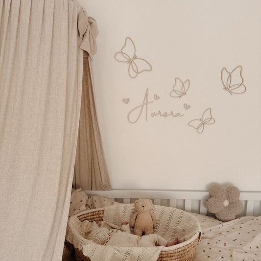 Houten vlinder naam set