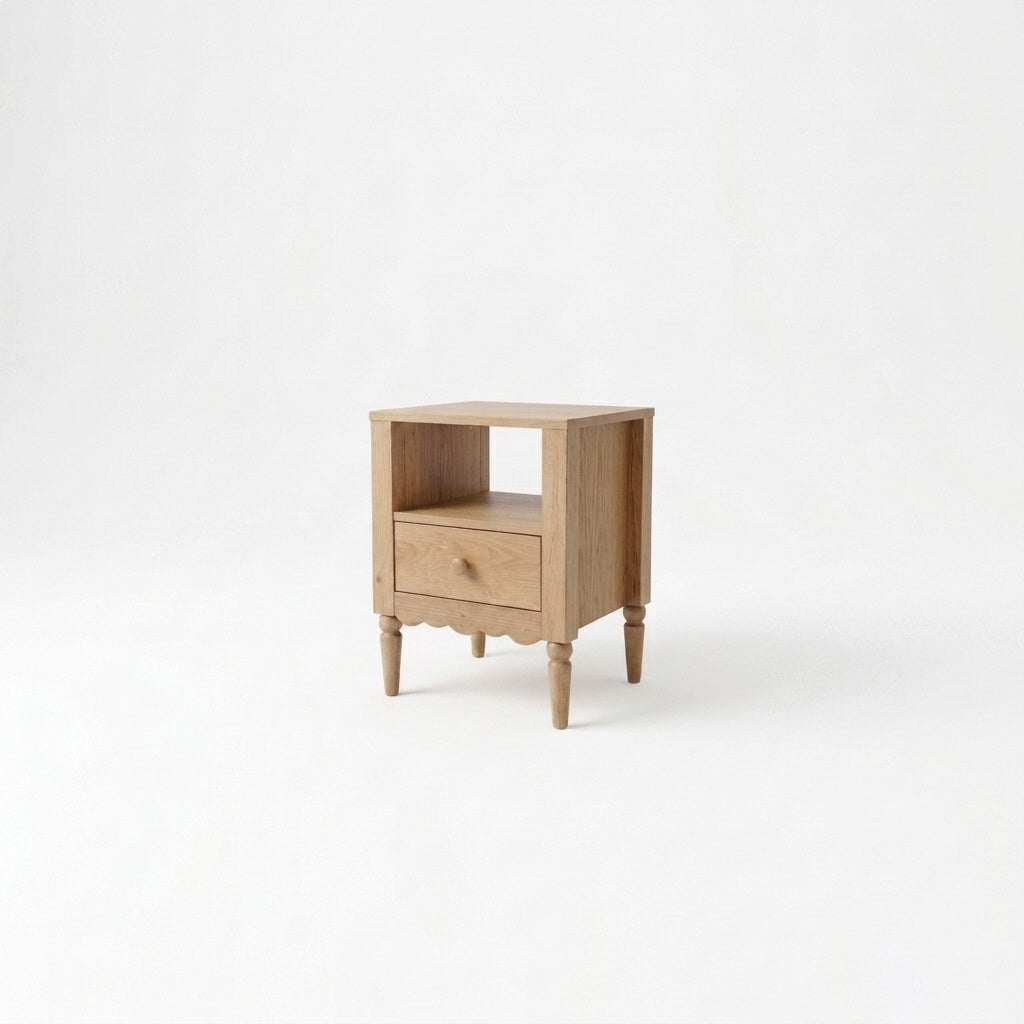 Vintage light oak bedside table  - Cloud frills