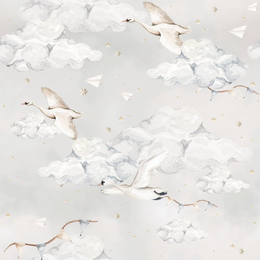 Magic Swans Blue ' Behang