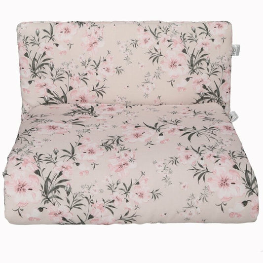 Flowers on Beige - quilt met kussen -75 x 65 cm, 30 x 40cm