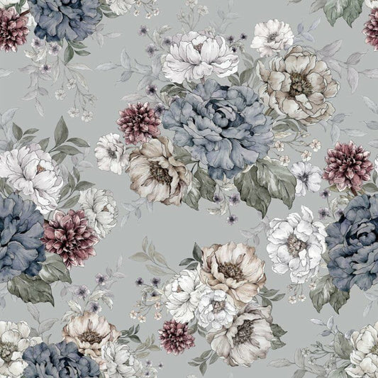 @dehuismuts Wallpaper Flowers - Dreamy Gray & Green - Unisex