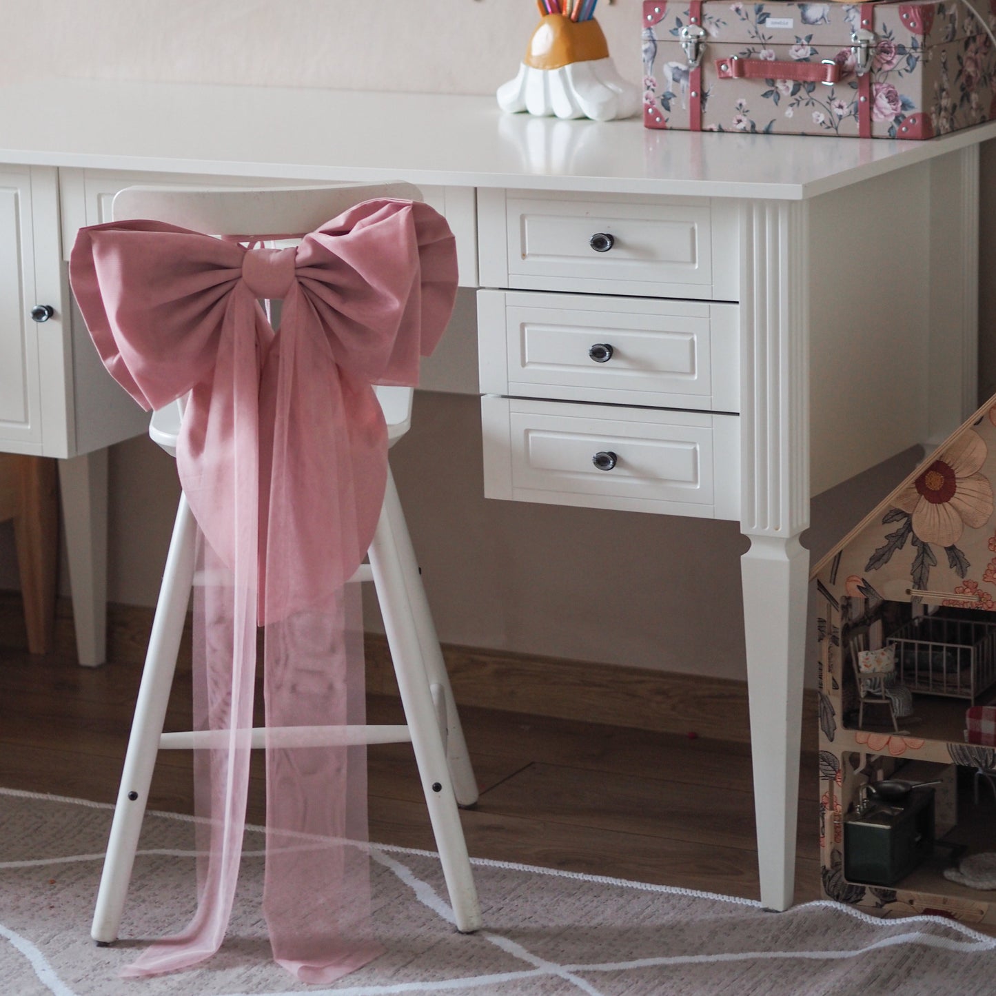 XL strik tulle - Oud roze