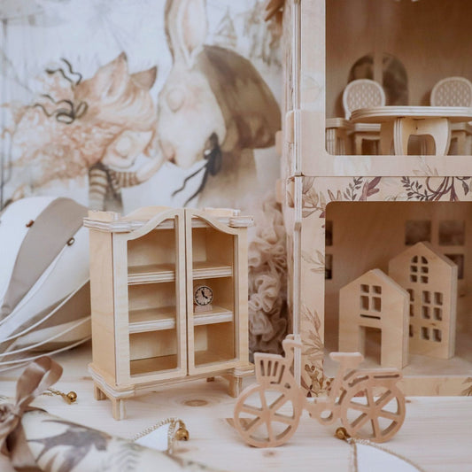 Houten poppenhuis kast met 3 planken