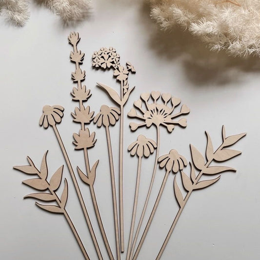 Houten wandset ' Flowers'