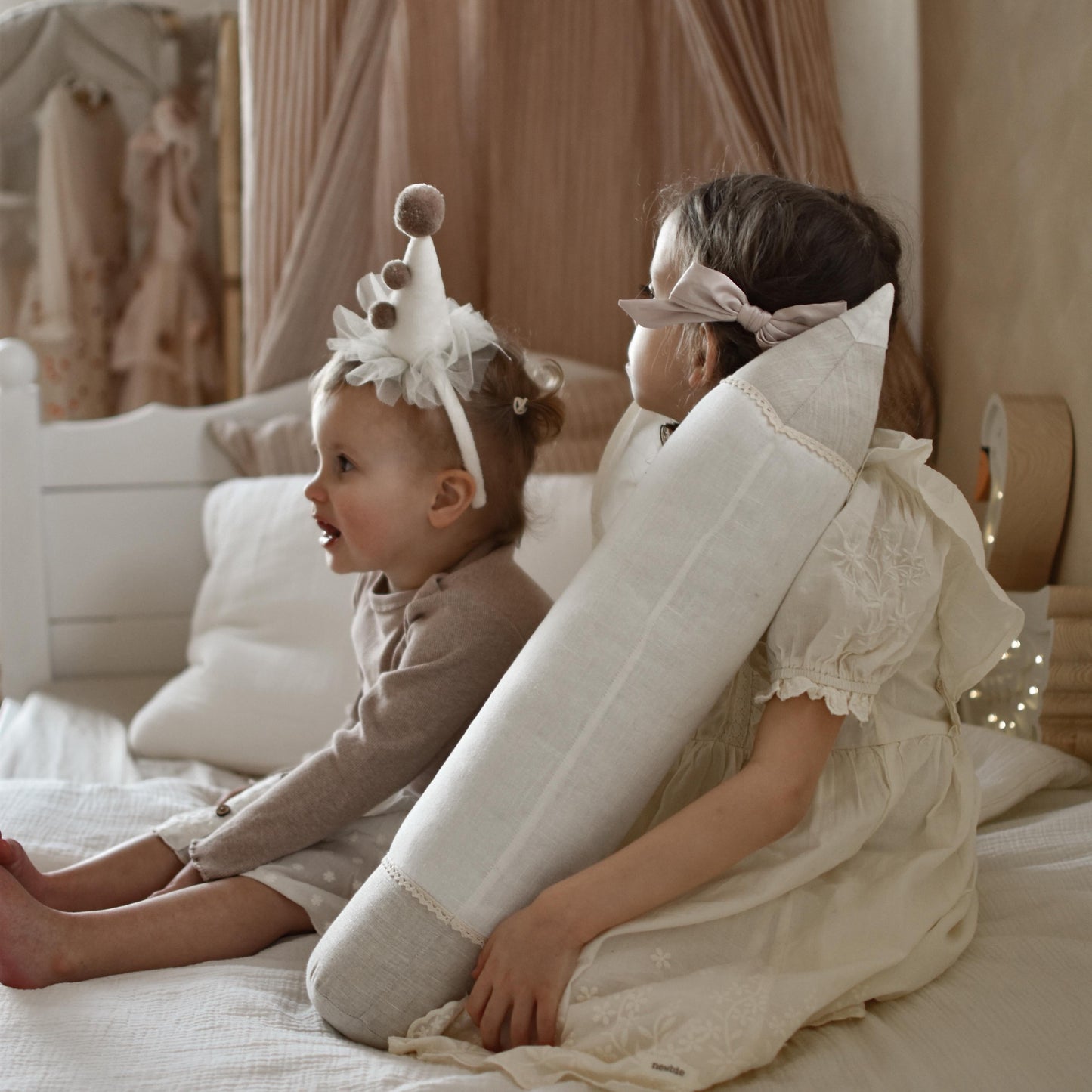 Decorative cushion linen pencil Cream with name
