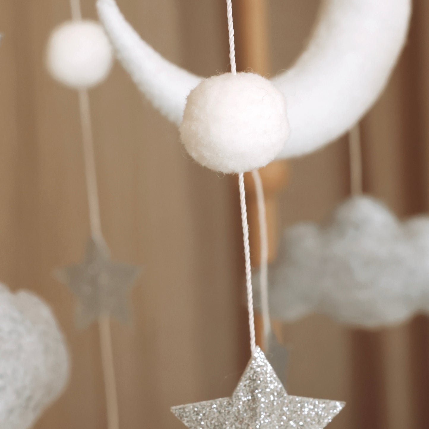 Handmade moon and stars mobile