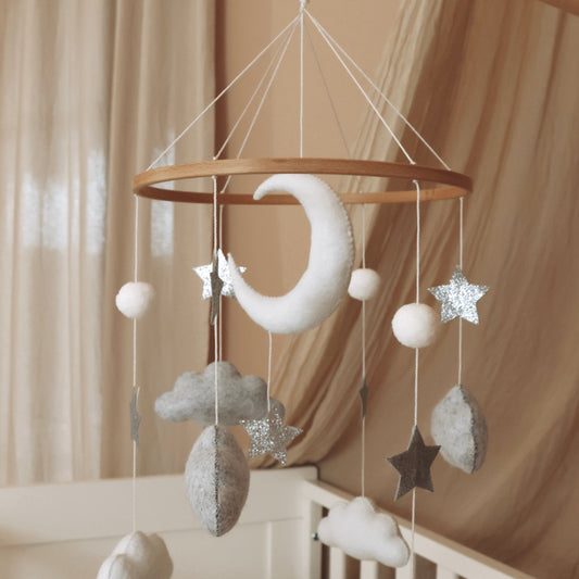 Handmade moon and stars mobile