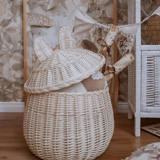 Rotan beren opbergmand Medium -Off white