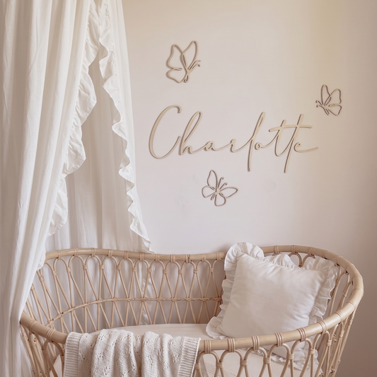 Ensemble de noms de papillons en bois