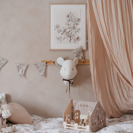 Poster Floral Mice- Cream