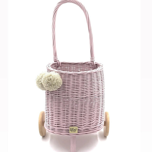Rieten Poppenwagen 'BUGGY' Baby Pink