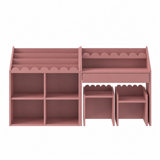Nomi Montessori Set Vintage Rose – Bureau, Boekenkast + 2 Stoelen