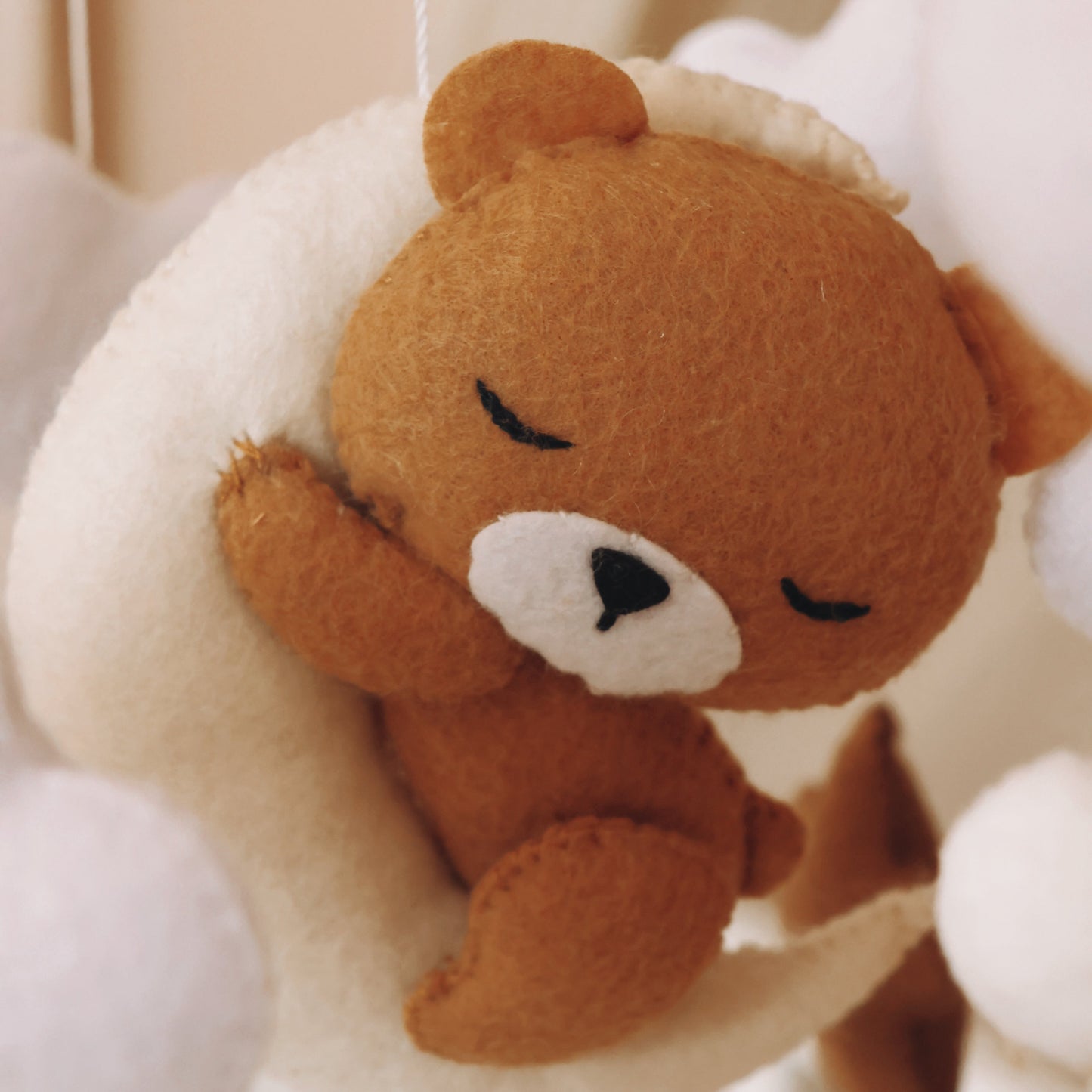 Handmade sleeping teddy bear mobile