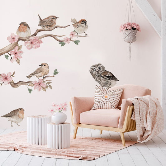 Birds Pink- Wandsticker