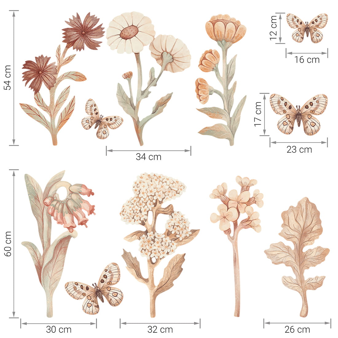 Flowers boho set I Wandsticker