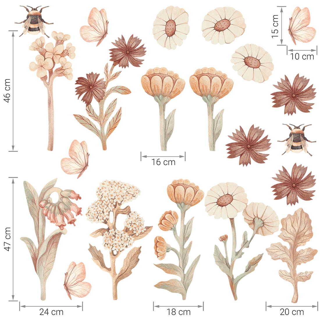 Flowers boho set II Wandsticker