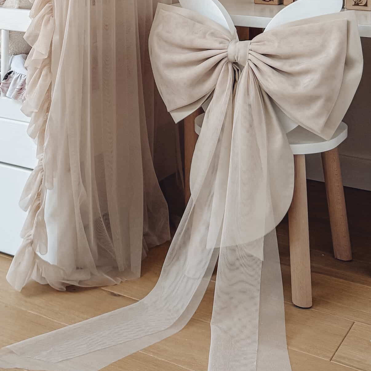 Nœud en tulle XL - Beige