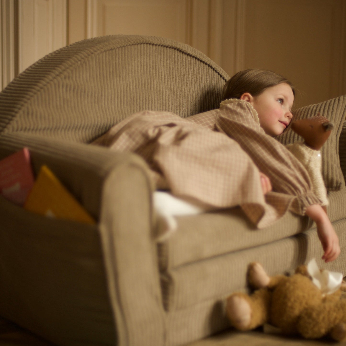 Corduroy uitklapbare mini-sofa met naam - Sugar Brown