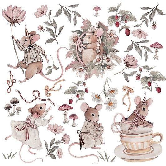 Cute Mice Wandsticker 100 x 100cm