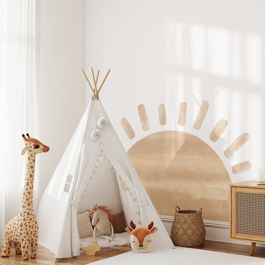 Halve zon wandsticker- Beige