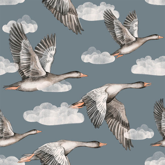 Geese Blue-  Behang