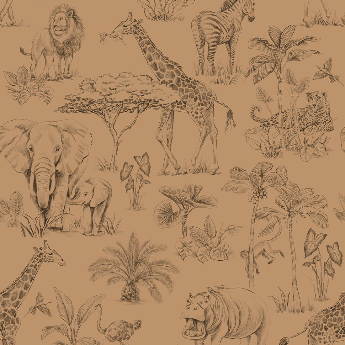 Papier peint Safari toffee