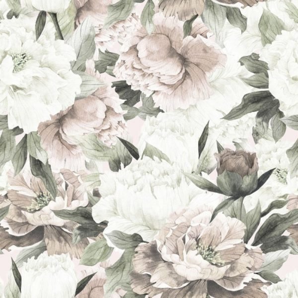 White And Pink Peonies Max  ' Behang