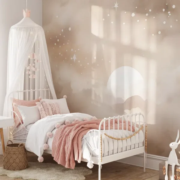 Beige wolken Behang
